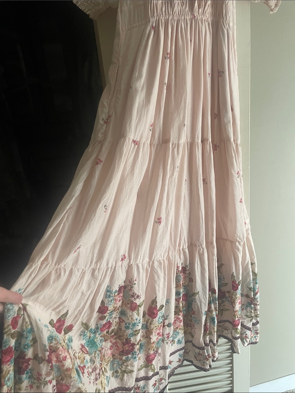 Anthropologie Blush Pink Floral Peasant Dress - Picture 5 of 7